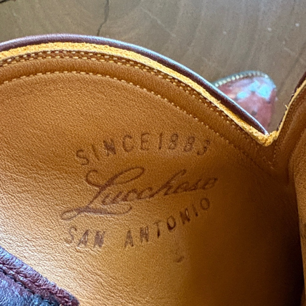 Lucchese Brown Ostrich Leather Heeled Boots - Picture 2 of 16